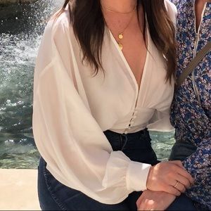 Poet sleeve crop top